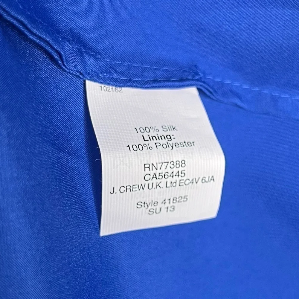 J. Crew 100% Silk Chiffon Kylie One Shoulder Mini‎ Dress Blue Women’s Size 2